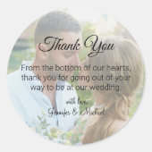 elegantes Hochzeitsgarantie Foto Vielen Dank Runder Aufkleber (Vorderseite)