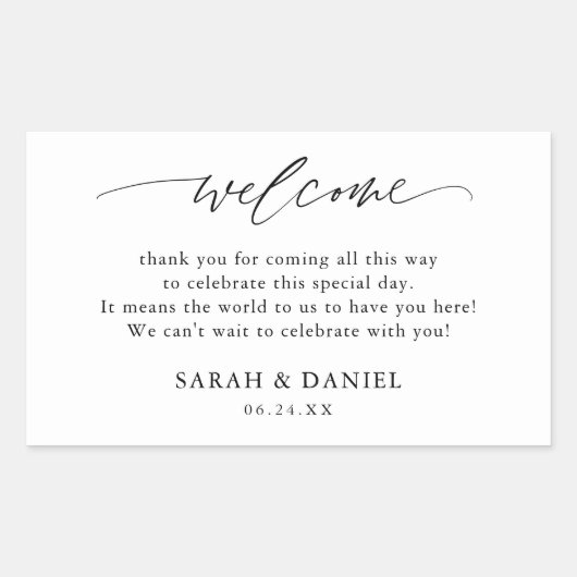 Elegantes Hochzeitsgeschenk Begrüßungskorb Rechteckiger Aufkleber (Vorderseite)
