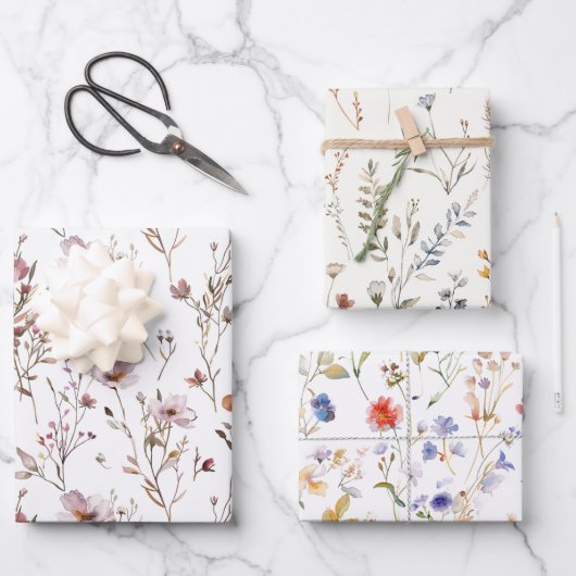 Elegantes Hochzeitsgeschenk für die Blume Geschenkpapier Set (Vorderseite)