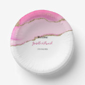 Elegantes Hochzeitsgeschirr Pink & Gold Agate Ston Pappteller (Vorderseite)