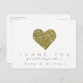 Elegantes Hochzeitsgoldenherz "Liebe & danke" Postkarte (Vorne/Hinten)