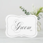 Elegantes Hochzeitsgroom Zeichen Die Schwarze Gren Einladung (Stehend Vorderseite)