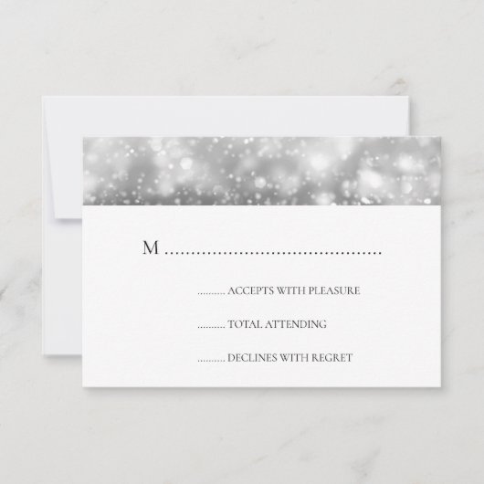 Elegantes Hochzeitshalber-UAWG Silber-Lichter RSVP Karte (Vorderseite)