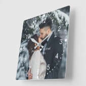 elegantes Hochzeitsklassiker Foto Quadratische Wanduhr (Winkel)