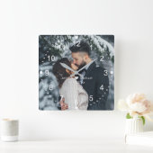 elegantes Hochzeitsklassiker Foto Quadratische Wanduhr (Zuhause)