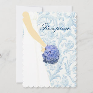 Elegantes Hochzeitskleid Blaues Empfangskarten Einladung