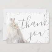 Elegantes Hochzeitskleid-Brautparty Dankeskarte (Vorderseite)