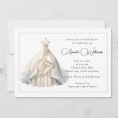 Elegantes Hochzeitskleid-Brautparty Einladung (Vorderseite)