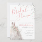 Elegantes Hochzeitskleid-Brautparty Einladung (Vorderseite)