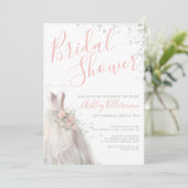 Elegantes Hochzeitskleid-Brautparty Einladung (Stehend Vorderseite)