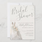 Elegantes Hochzeitskleid-Brautparty Einladung (Vorderseite)