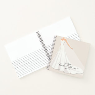 Elegantes Hochzeitskleid Brautparty Gästebuch Notizblock