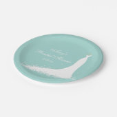 Elegantes Hochzeitskleid, Brautparty, maßgeschneid Pappteller (Schrägansicht)