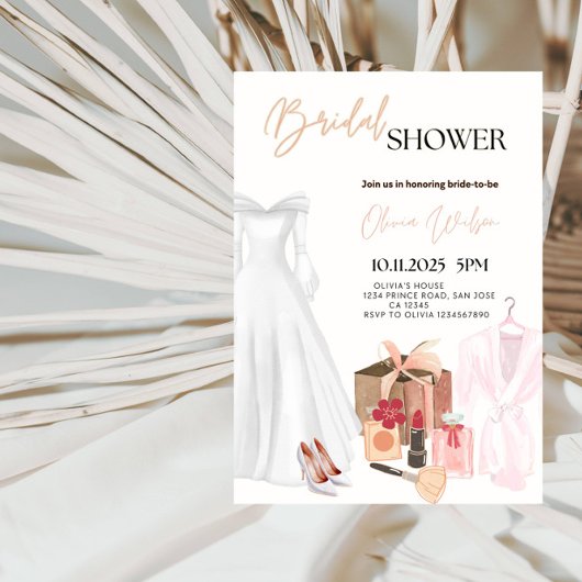 Elegantes Hochzeitskleid Brautparty Party Einladung