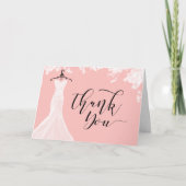 Elegantes Hochzeitskleid Brautparty Rosa Dankeskarte (Vorderseite)