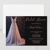 Elegantes Hochzeitskleid Bridal Dusche Einladung (Vorne/Hinten)