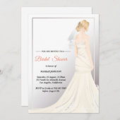 Elegantes Hochzeitskleid Bridal Dusche Einladung (Vorne/Hinten)