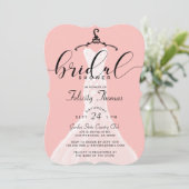 Elegantes Hochzeitskleid Bridal Dusche Einladung (Stehend Vorderseite)