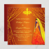 Elegantes Hochzeitskleid Lights Kronleuchter Einla Einladung (Vorne/Hinten)