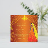 Elegantes Hochzeitskleid Lights Kronleuchter Einla Einladung (Stehend Vorderseite)