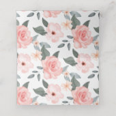 Elegantes Hochzeitskleid mit floralen Rosa Rosenfa Platzkarte (Innenseite Aufgefaltet)