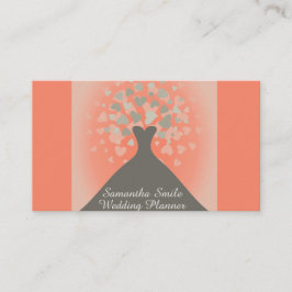 Elegantes Hochzeitskleid mit Herz-Hochzeitsplaner Visitenkarte