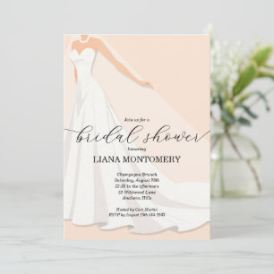 Elegantes Hochzeitskleid Pfirsich-Junggesellinnen- Einladung