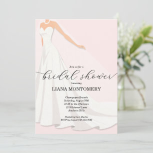 Elegantes Hochzeitskleid Rosa Brautparty Einladung
