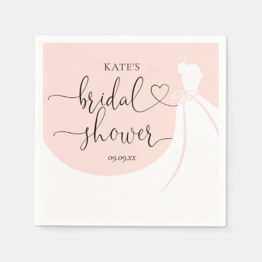 Elegantes Hochzeitskleid Rosa Brautparty Serviette (Vorderseite)