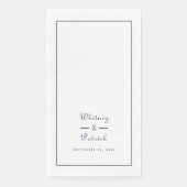 Elegantes Hochzeitskript Minimalistisches blaues A Serviette (Vorderseite)