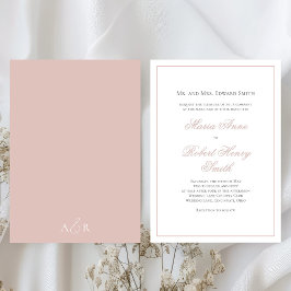 Elegantes Hochzeitskript Pink Blush Einladung