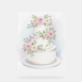 Elegantes Hochzeitskuchen Akryllisches Zeichen Acrylschild