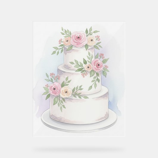 Elegantes Hochzeitskuchen Akryllisches Zeichen Acrylschild (Vorderseite)