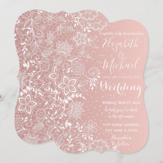 Elegantes Hochzeitskunst und Konfetti Einladung (Vorne/Hinten)