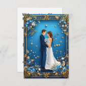 Elegantes Hochzeitskuppeln mit Blumenrahmen Einladung (Vorne/Hinten)