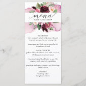 Elegantes Hochzeitsmenü aus Burgund Menükarte (Vorderseite)