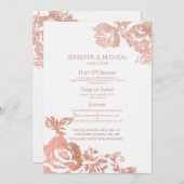 Elegantes Hochzeitsmenü der Rose Menükarte (Vorne/Hinten)