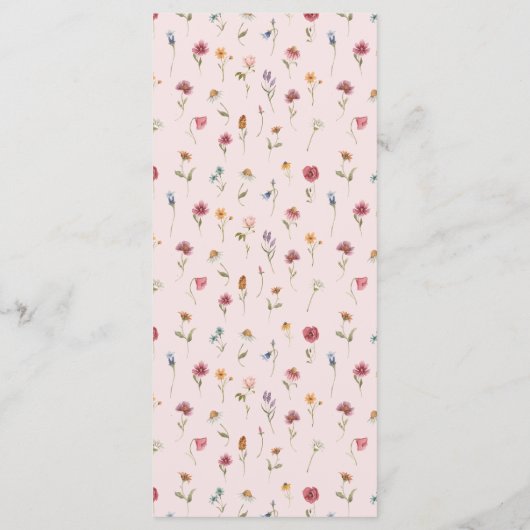 Elegantes Hochzeitsmenü der Wildblume Watercolor Menükarte (Rückseite)