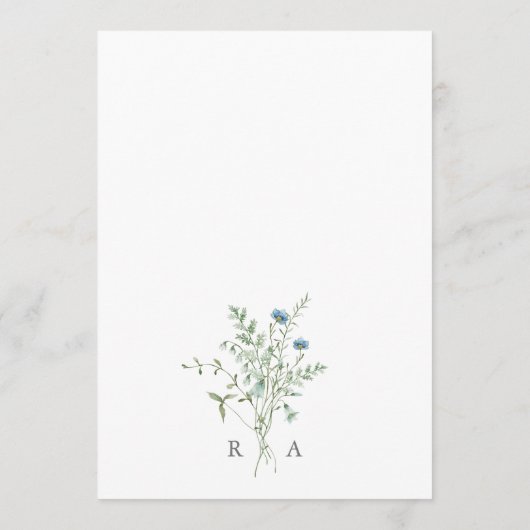 Elegantes Hochzeitsmenü der Wildblume Watercolor Menükarte (Rückseite)