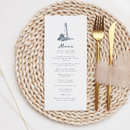 Elegantes Hochzeitsmenü des Leuchtturms am Ozean Menükarte