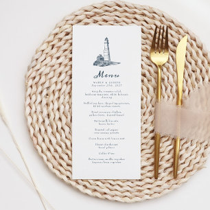 Elegantes Hochzeitsmenü des Leuchtturms am Ozean Menükarte