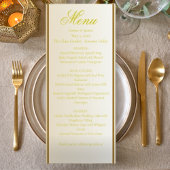 Elegantes Hochzeitsmenü für Elfenbein und Gelb Menükarte