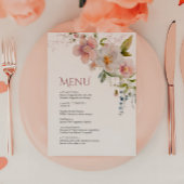 Elegantes Hochzeitsmenü für rustikale Wildblumen Menükarte