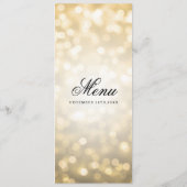 Elegantes Hochzeitsmenü Gold Glitzer Lights Menükarte (Rückseite)