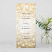Elegantes Hochzeitsmenü Gold Glitzer Lights Menükarte (Stehend Vorderseite)