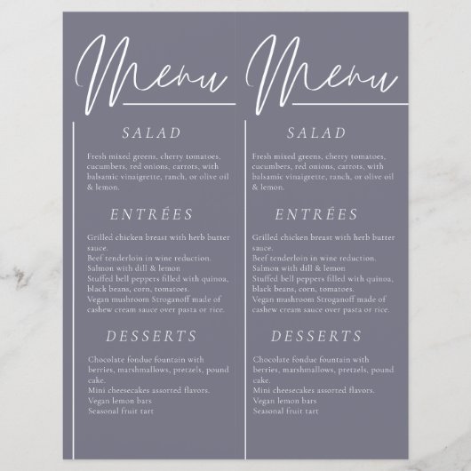 Elegantes Hochzeitsmenü in Aquarellfarben, dunkelg (Vorderseite)