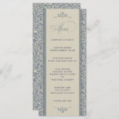 Elegantes Hochzeitsmenü in Blau und Beige Menükarte (Vorne/Hinten)