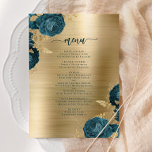 Elegantes Hochzeitsmenü in Blaugrün und Gold mit g