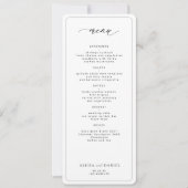 Elegantes Hochzeitsmenü in Schwarz-Weiß Einladung (Vorderseite)