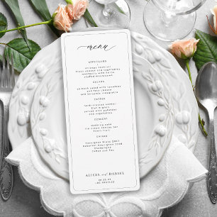 Elegantes Hochzeitsmenü in Schwarz-Weiß Einladung